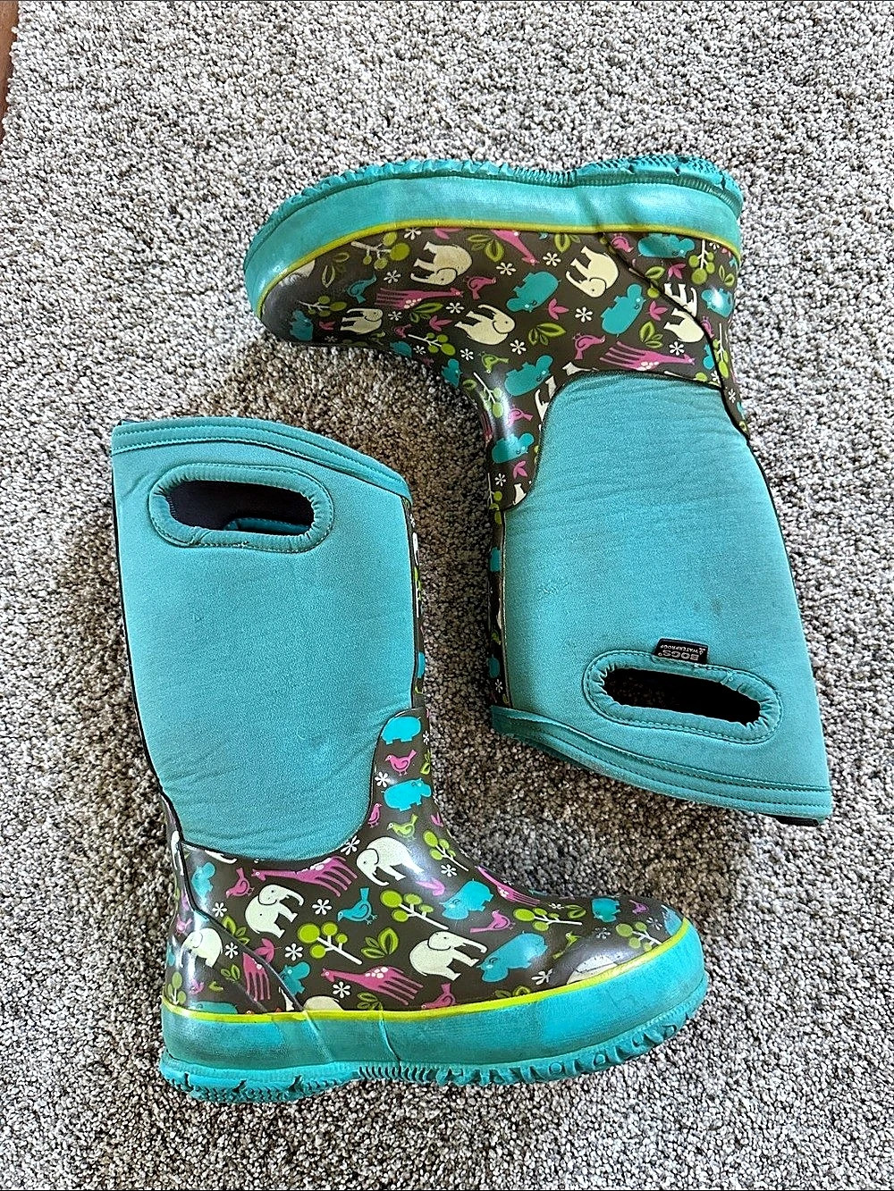 Bogs Girls US 13 Blue Animal Print Boots